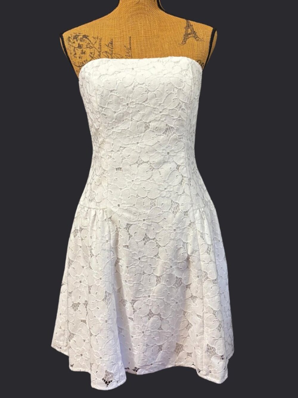 Lilly Pulitzer White Lace Strapless Fit & Flare Dress Size 6 Bridal Preppy